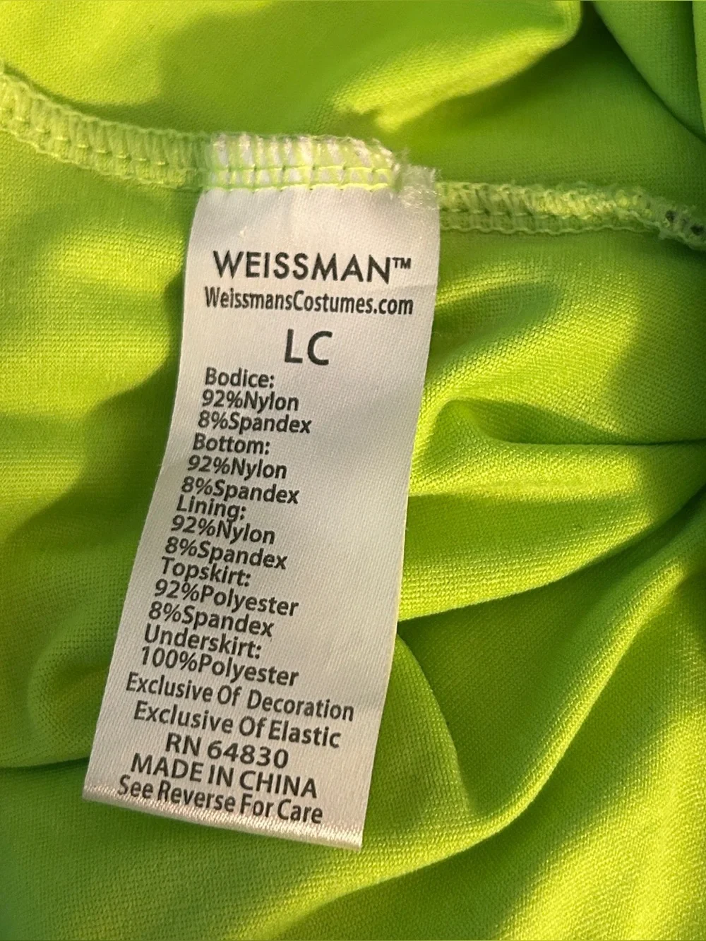 Weissman Girls Neon Zebra Sequin Dance Costume LC large child Halloween dress up